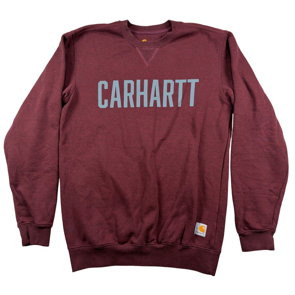 Carhartt Sweatshirt Mens S Burgundy Block Logo Original Fit Crewneck Pullover